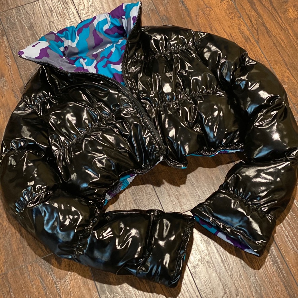 Just Liv Xo Reversible Cropped Bubble Jacket